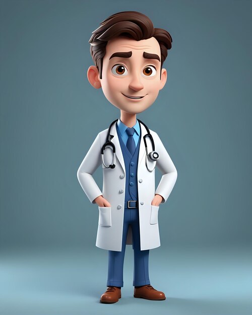 Photo 3d cartoon character doctor