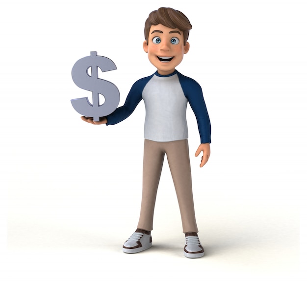 3D cartoon character fun teenager