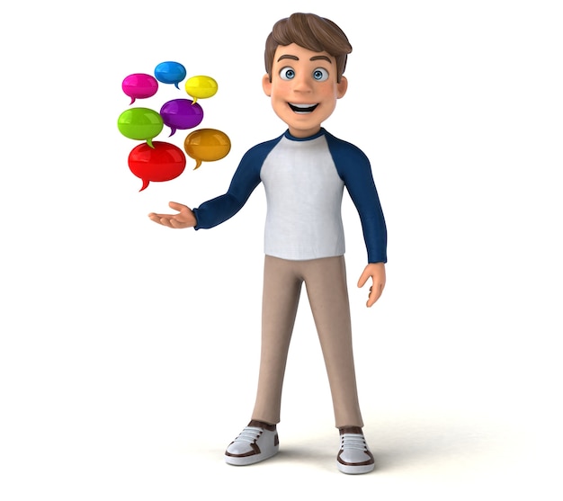 3D cartoon character fun teenager