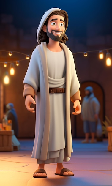 3D cartoon character of Jesus Christ