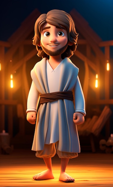 3D cartoon character of Jesus Christ