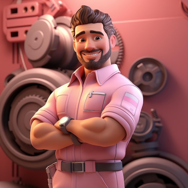 Foto personaggio di cartone animato 3d di mechanic