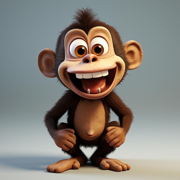 3d cartoon character of monkey