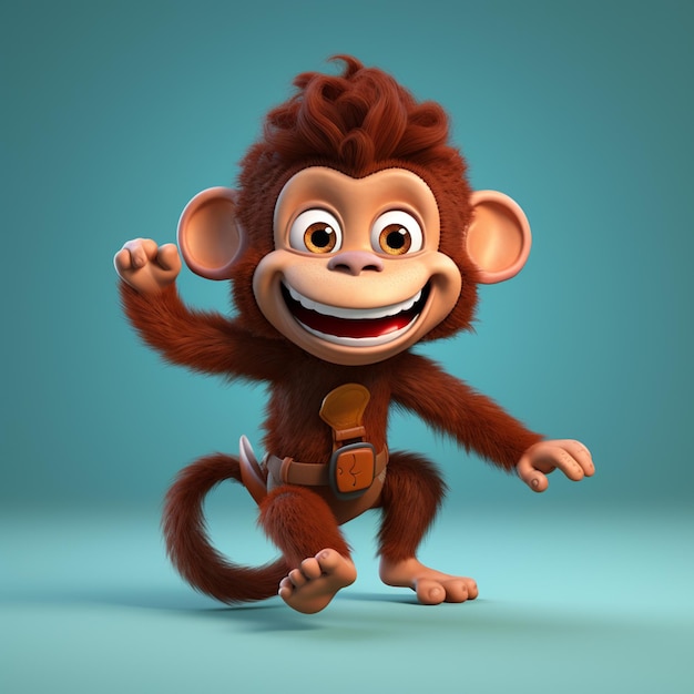 3d cartoon character of monkey
