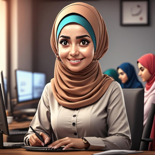 3d cartoon character muslim for animation