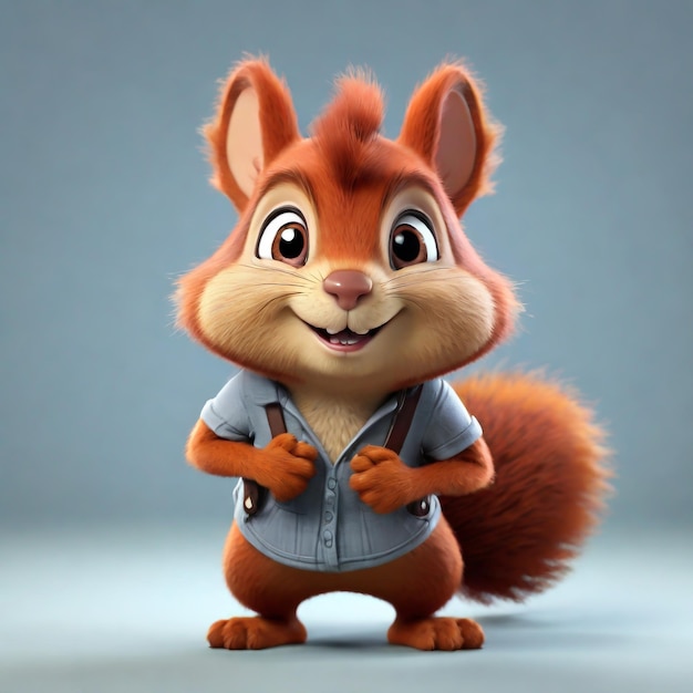 Photo 3d cartoon character of a squirrel