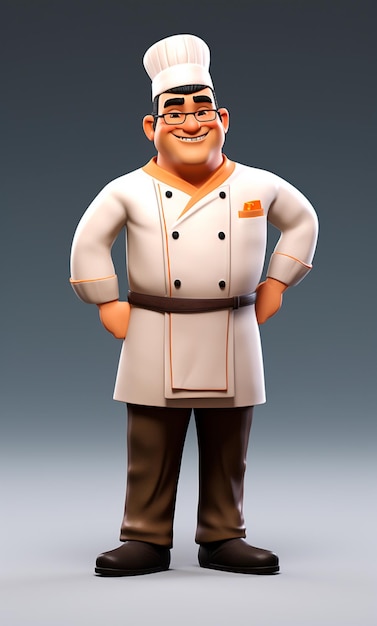 3D cartoon character of a sushi chef