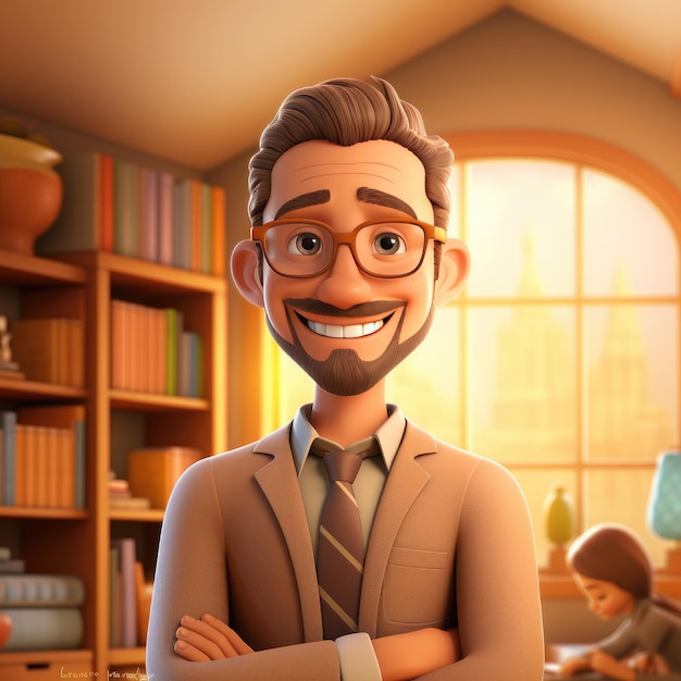 3d cartoon Character of Teacher