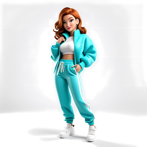 Photo 3d cartoon character white background 3d cartoon characters wearing stylish fashionable clothes