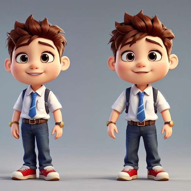 3d cartoon characters cute boy smiley