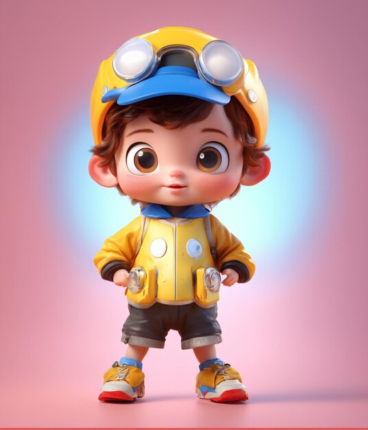 Photo 3d cartoon of a child doing sports