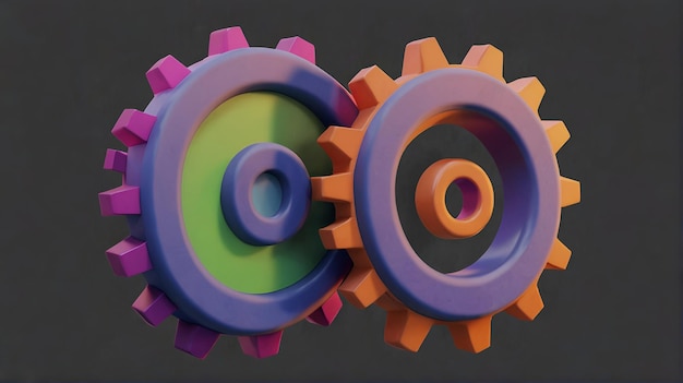 3D мультфильмы зубчатые колеса изолированные элементы дизайна
