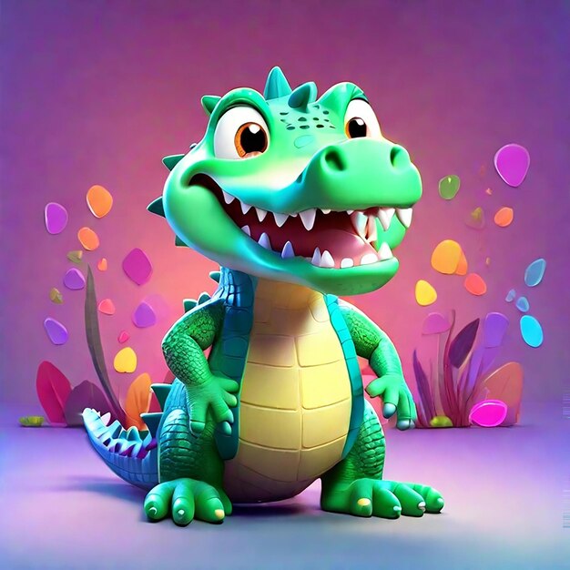 3d cartoon of a crocodile character generated by ai