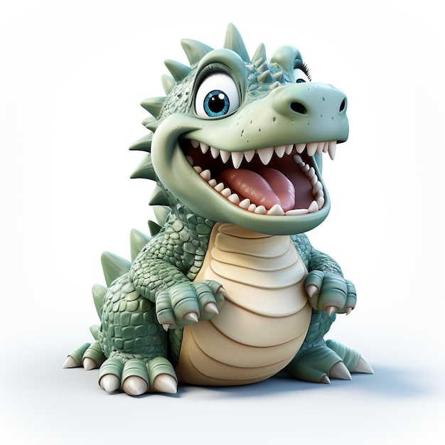 3d cartoon Crocodile green color cute