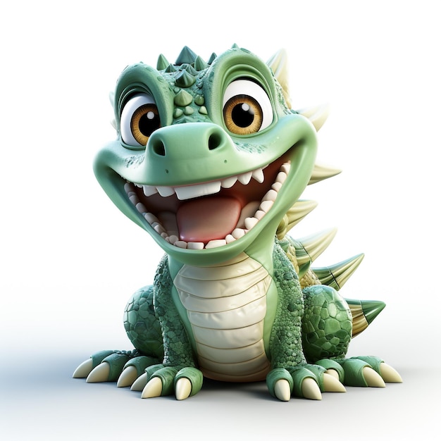 3d cartoon Crocodile green color cute