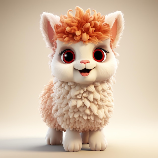 3d cartoon cute alpaca