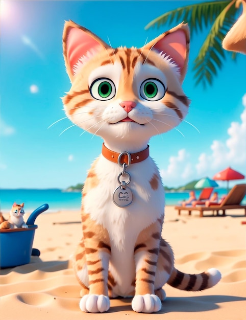 3D cartoon cute cat character