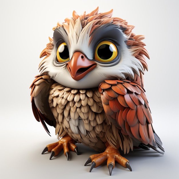 3d cartoon cute falcon bird