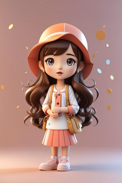 3D cartoon cute girl