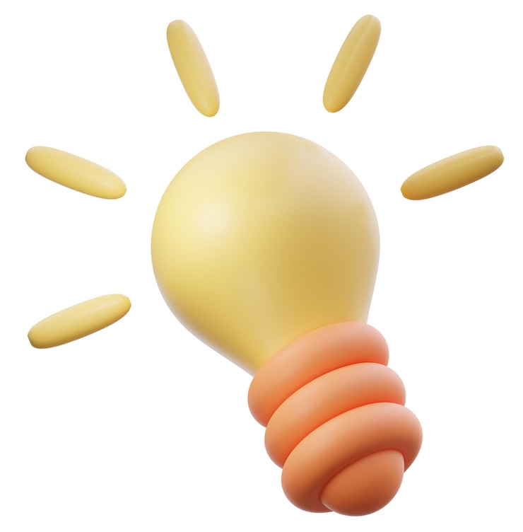 Photo 3d cartoon cute light bulb emoji icon illustration