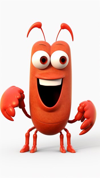 3D cartoon cute lobster on a white background
