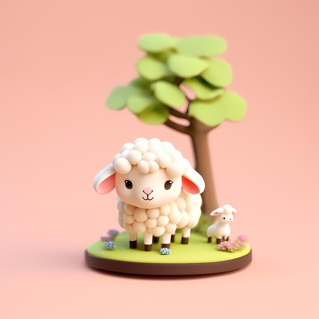 3d cartoon cute sheep