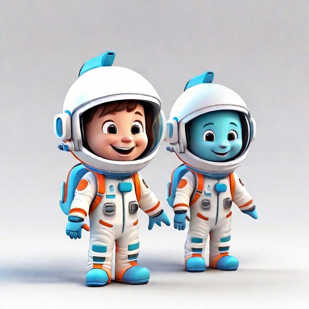 3d cartoon cute smiling character kid in an astronaut suit generated by ai