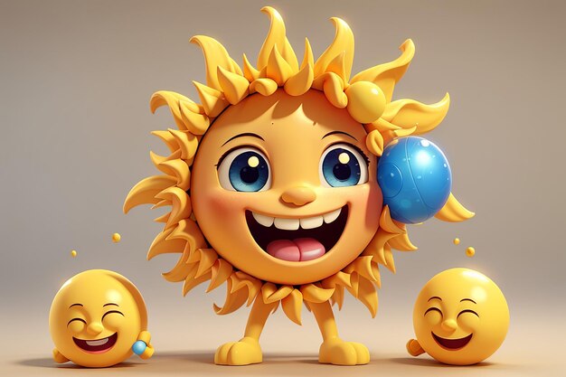 3d cartoon cute sun