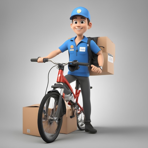 3d cartoon delivery boy character