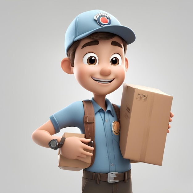 Photo 3d cartoon delivery boy character