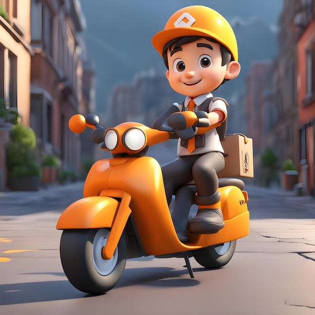 3D cartoon delivery boy