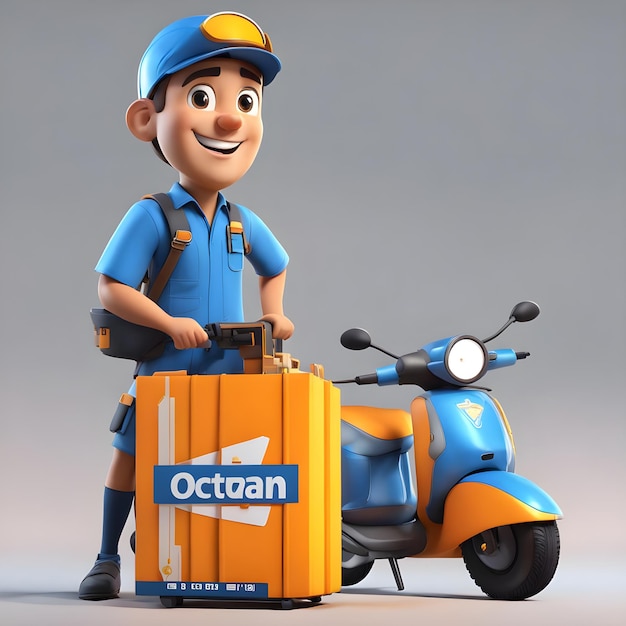 3D cartoon delivery boy