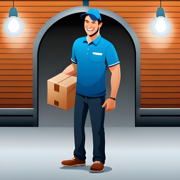 3D cartoon delivery boy