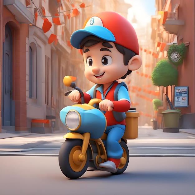 3D cartoon delivery boy