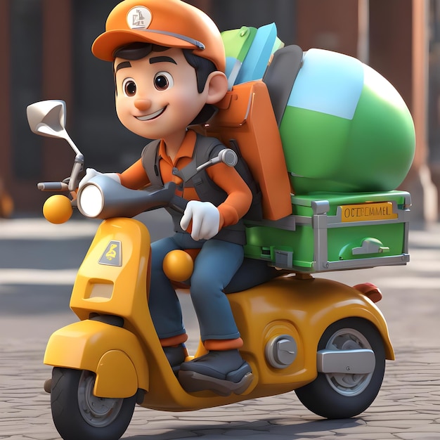 3D cartoon delivery boy