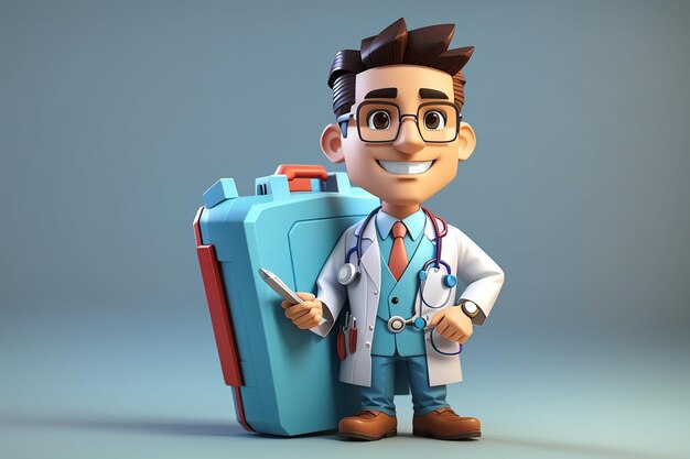 3D персонаж мультфильма доктор