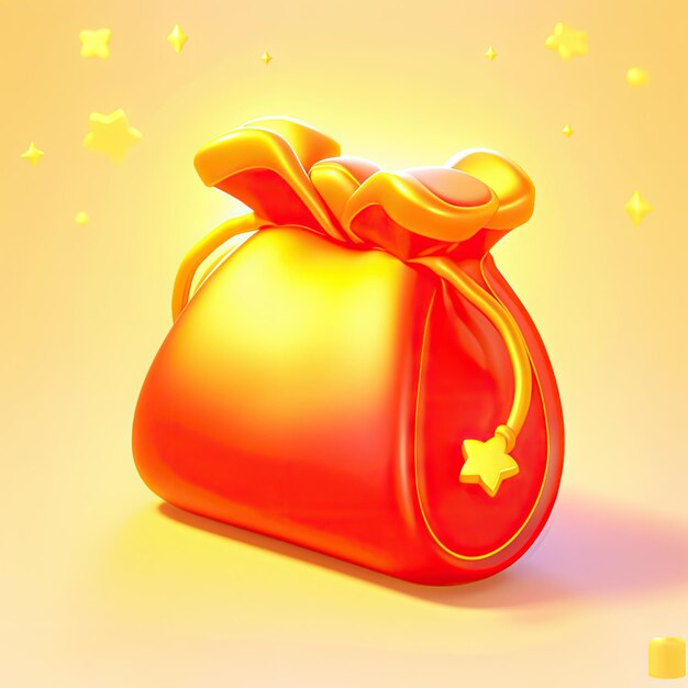 3D cartoon elements festive and auspicious New Year red and yellow color wallet lucky bags