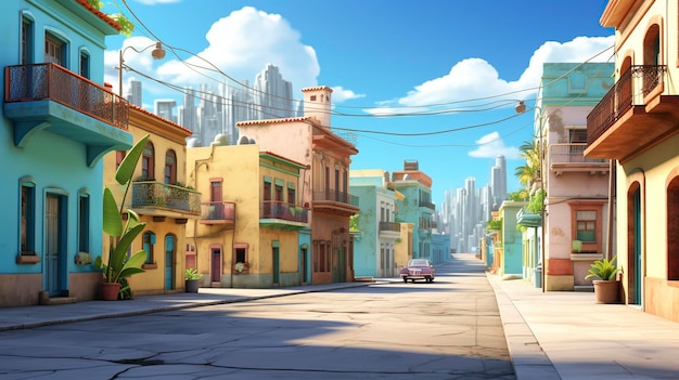 3D cartoon empty background La Havana Cuba