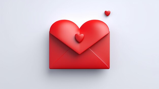 Photo 3d cartoon envelope illustration with a red heart