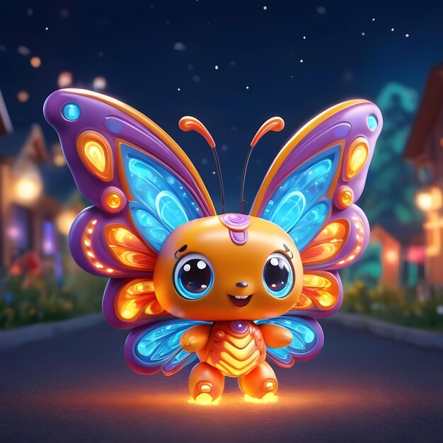 3d cartoon fire butterfly