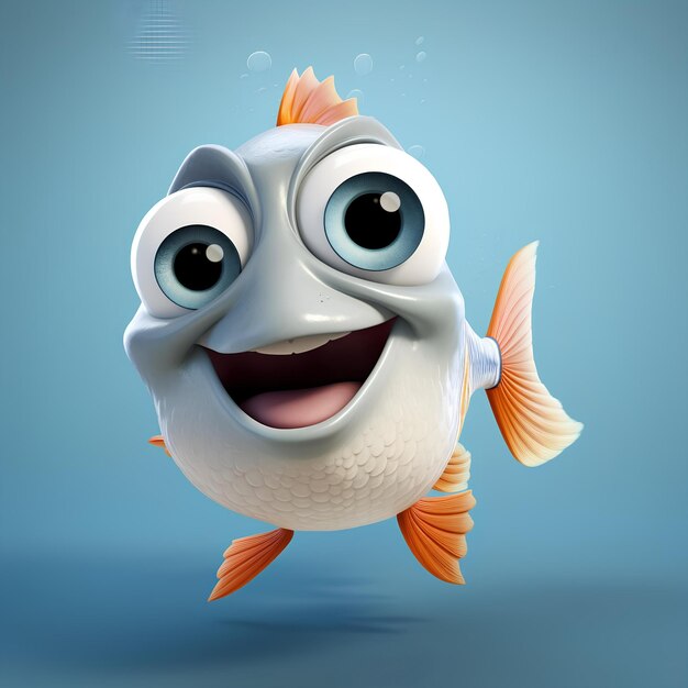 Photo 3d cartoon fish character