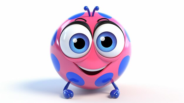 Foto cartone animato 3d caricatura divertente caricatura sorridente coccinella rosa