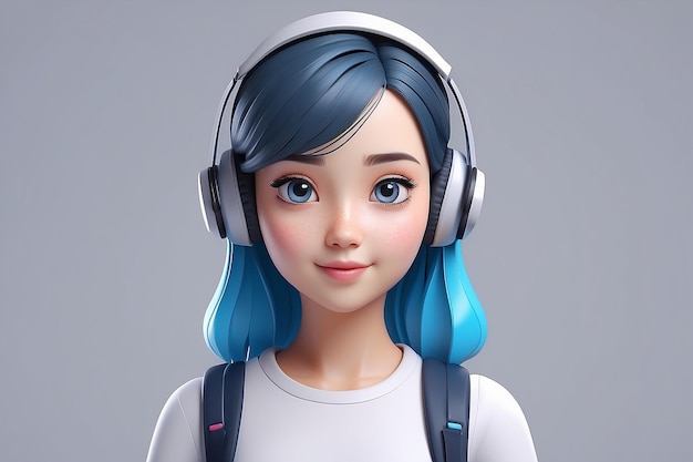 3d cartoon girl student Copy space background Generative AI illustration