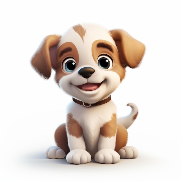 3d cartoon hond op witte achtergrond