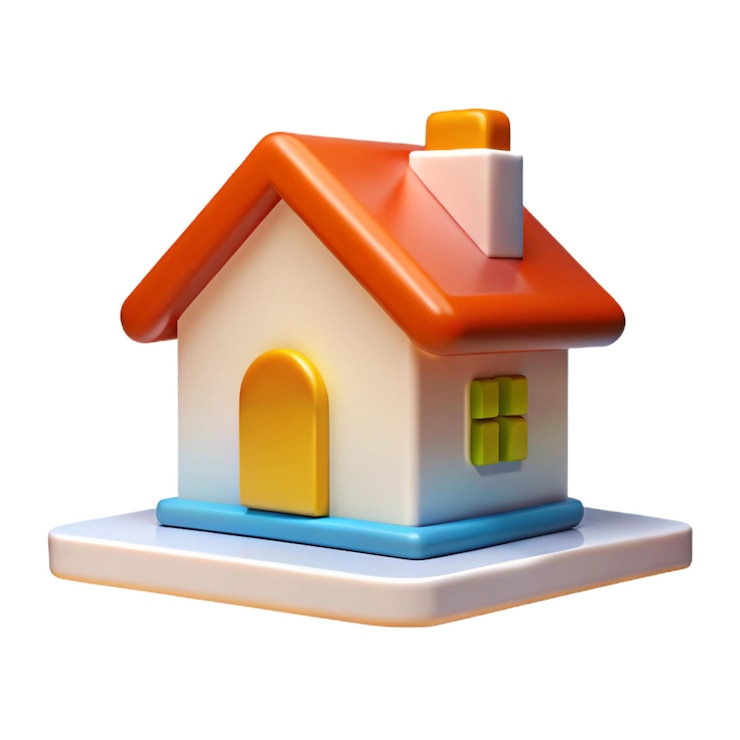 Photo 3d cartoon house icon illustration