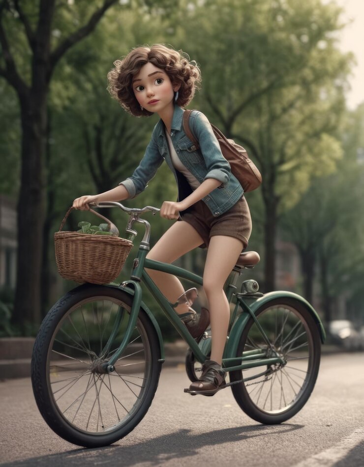 Фотография 3d мультфильм "человек на велосипеде"