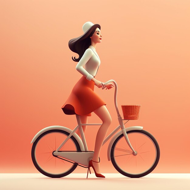 3d Cartoon human With Bicycle