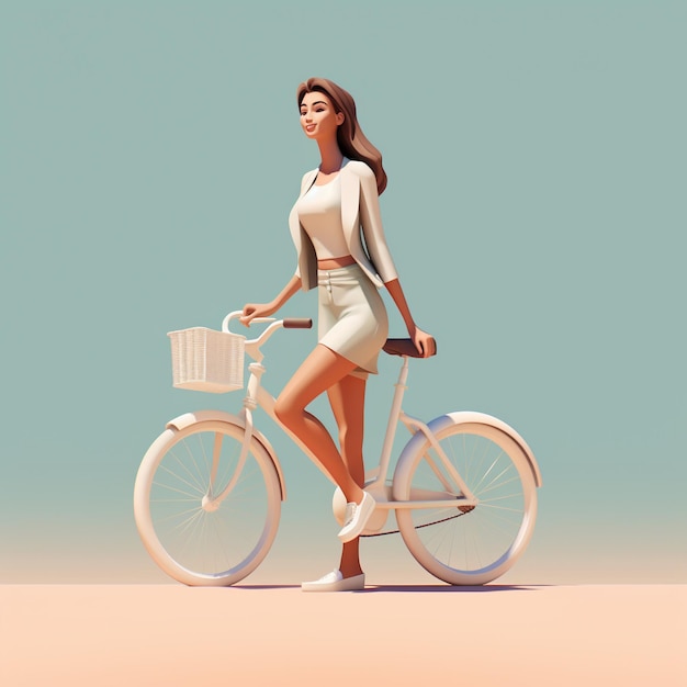 3d Cartoon human With Bicycle