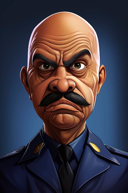 3D cartoon illustration angry security guard in color