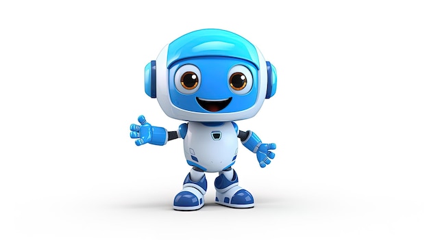3D cartoon illustration of a cute generic robot emoji generated by AI